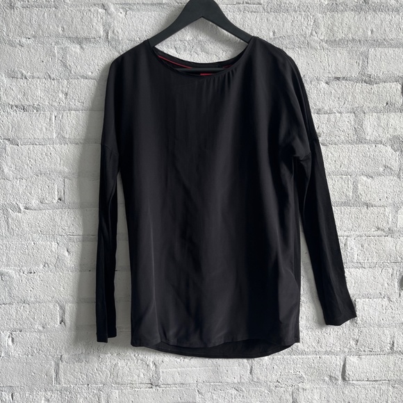 HUGO Tops - Hugo Boss Silk Long Sleeve Top in Black